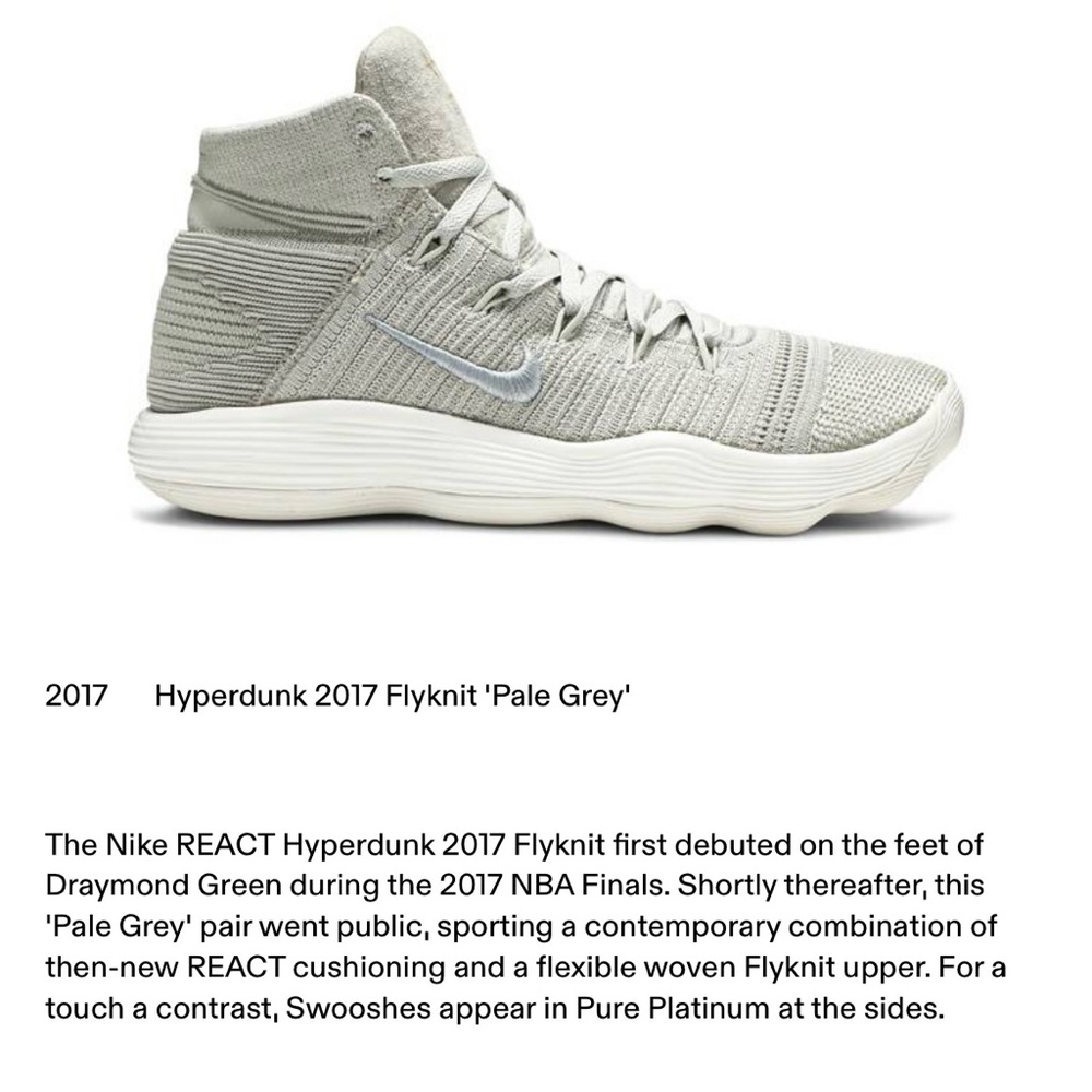 EUC!  Nike Hyperdunk 2017 React Flyknit in pale grey.  Size 11 - Picture 10 of 10